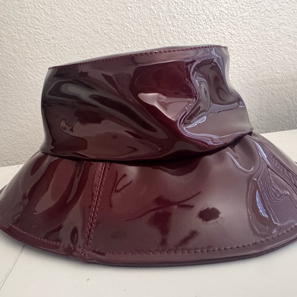 Anthropologie Glossy Burgundy Hat